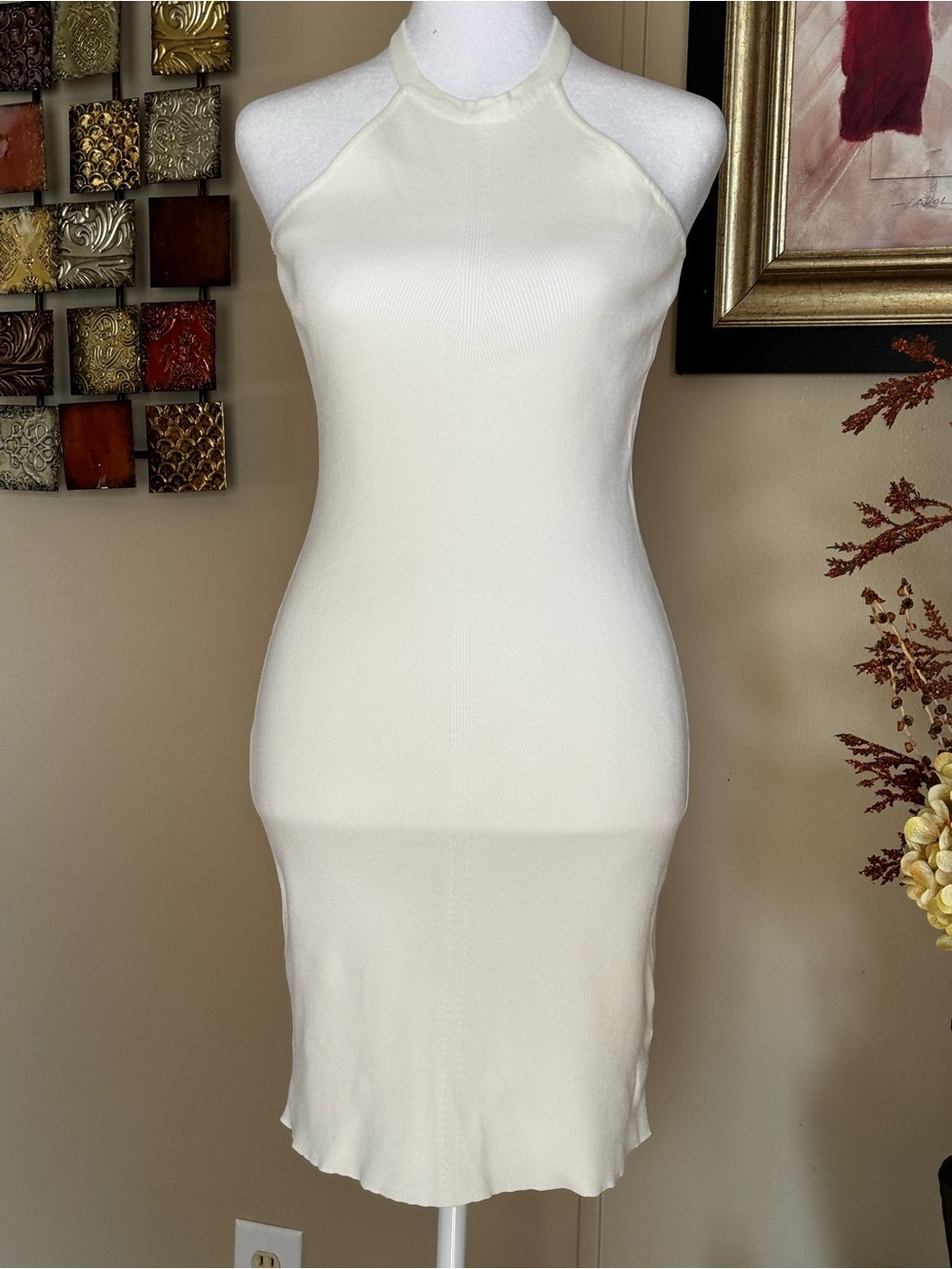 Vici Cream Halter Midi Dress
